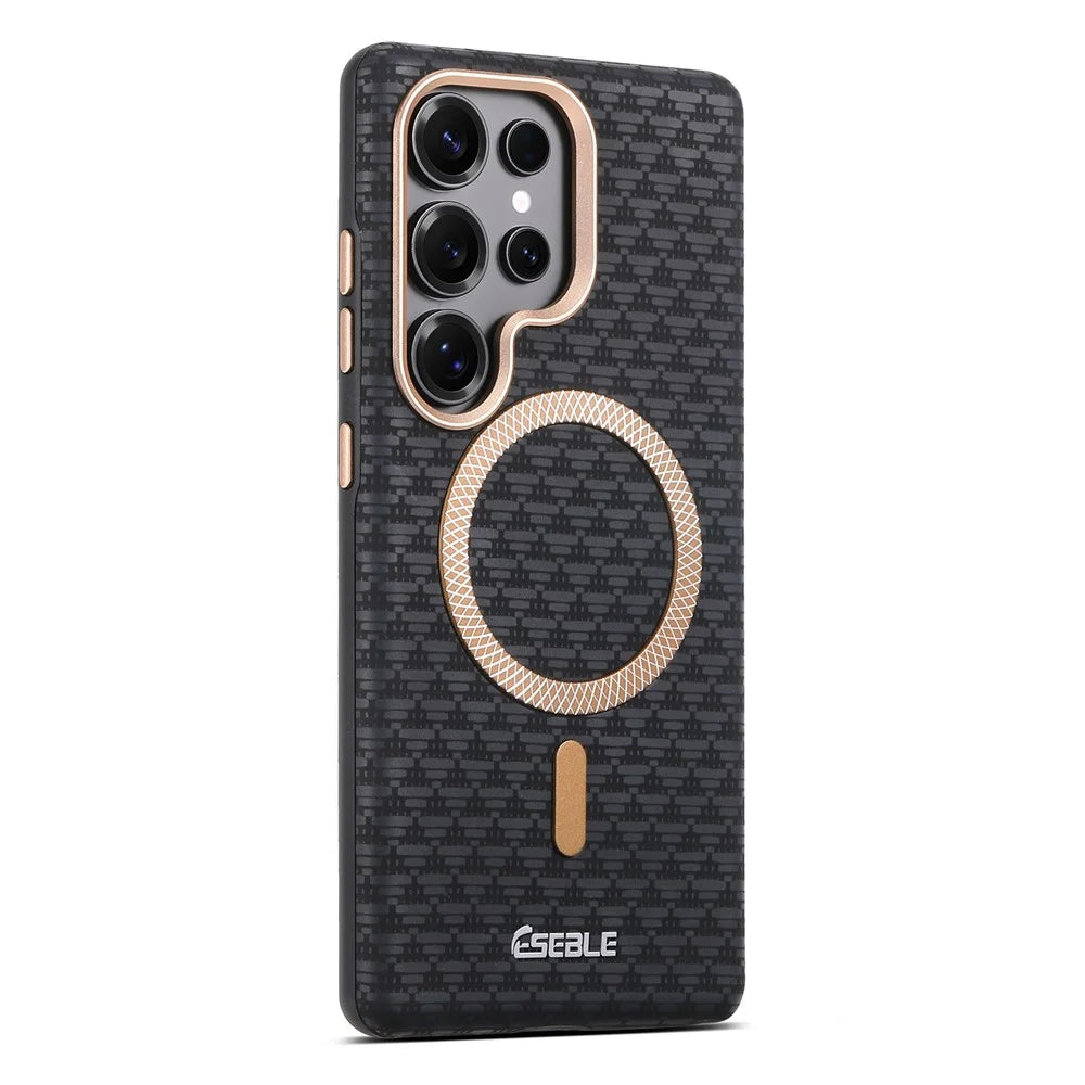 ESEBLE For Samsung Galaxy S25 Ultra Magnetic Case TPU + PU Leather Phone Cover - Black - 3