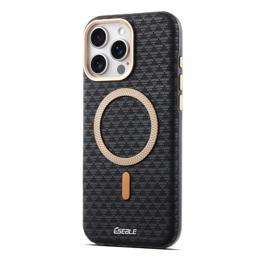 ESEBLE For iPhone 16 Pro Max Magnetic Case TPU + PU Leather Phone Cover - Black - 2