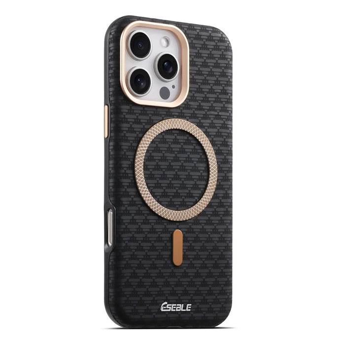 ESEBLE For iPhone 16 Pro Max Magnetic Case TPU + PU Leather Phone Cover - Black - 3