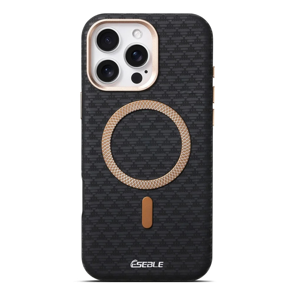 ESEBLE For iPhone 16 Pro Magnetic Case TPU + PU Leather Phone Cover Compatible with Magsafe - Black - 1