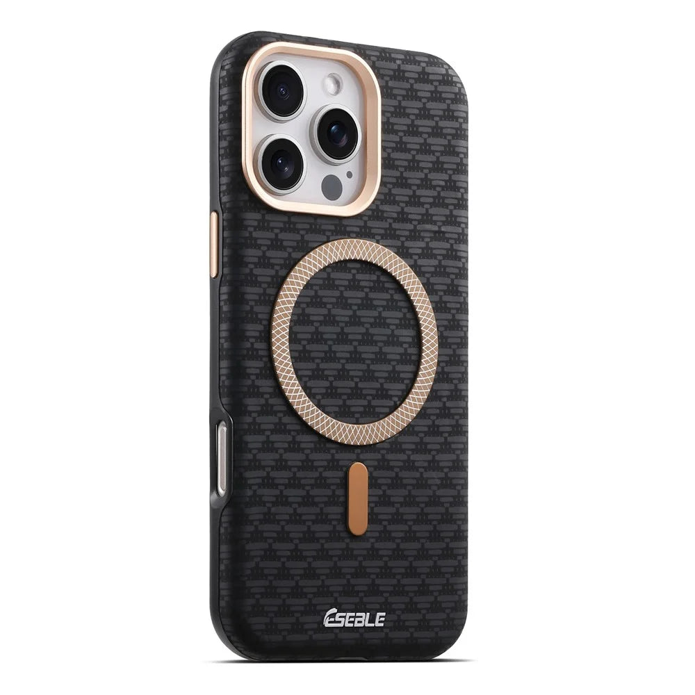 ESEBLE For iPhone 16 Pro Magnetic Case TPU + PU Leather Phone Cover Compatible with Magsafe - Black - 3