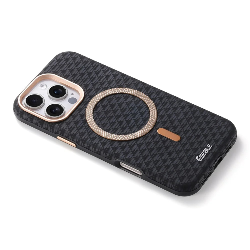 ESEBLE For iPhone 16 Pro Magnetic Case TPU + PU Leather Phone Cover Compatible with Magsafe - Black - 4