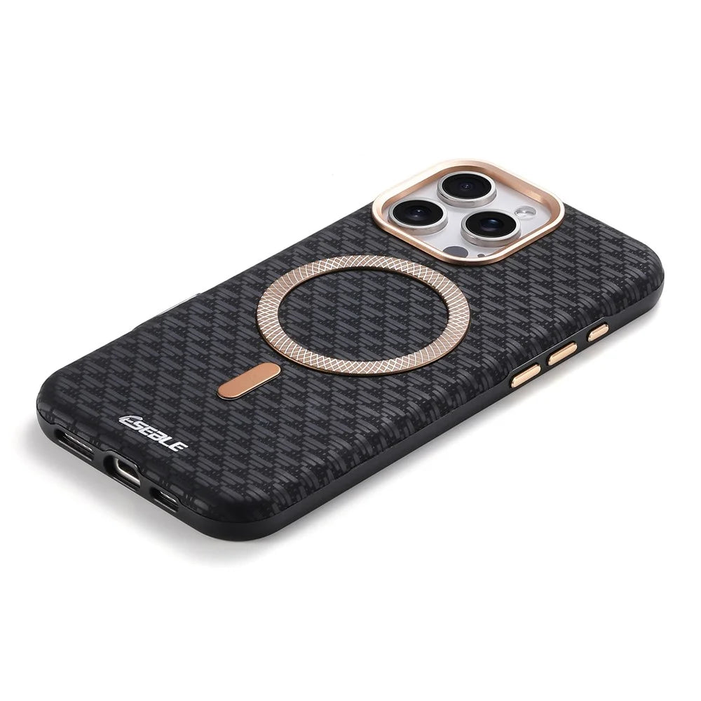 ESEBLE For iPhone 16 Pro Magnetic Case TPU + PU Leather Phone Cover Compatible with Magsafe - Black - 5
