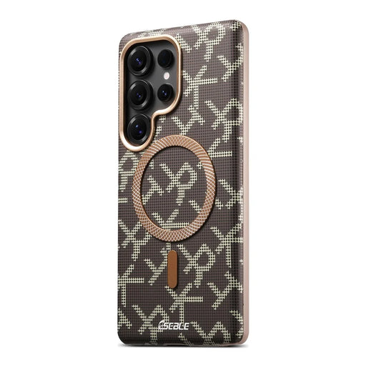 ESEBLE For Samsung Galaxy S26 Ultra Magnetic Case TPU PU Letter Pattern Back Cover - Desert Gold - 2