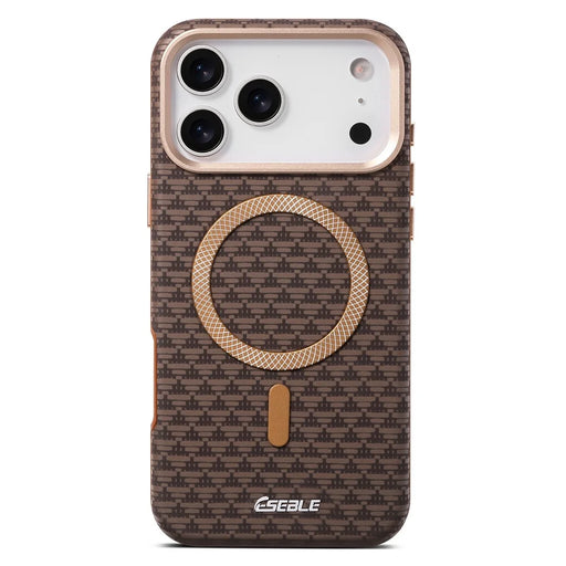 ESEBLE For iPhone 17 Pro Max Magnetic Case TPU + PU Leather Phone Cover Compatible with Magsafe - Dark Brown - 1