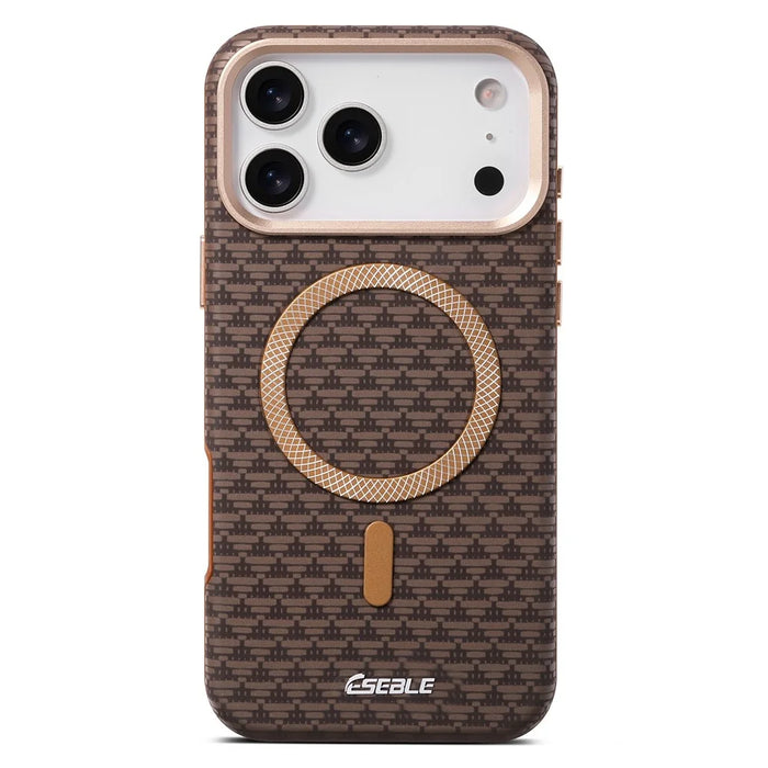 ESEBLE For iPhone 17 Pro Max Magnetic Case TPU + PU Leather Phone Cover Compatible with Magsafe - Dark Brown - 1