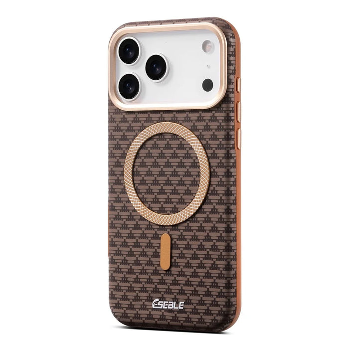 ESEBLE For iPhone 17 Pro Max Magnetic Case TPU + PU Leather Phone Cover Compatible with Magsafe - Dark Brown - 3