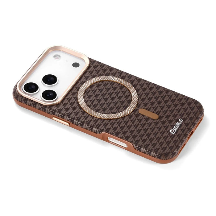 ESEBLE For iPhone 17 Pro Max Magnetic Case TPU + PU Leather Phone Cover Compatible with Magsafe - Dark Brown - 7