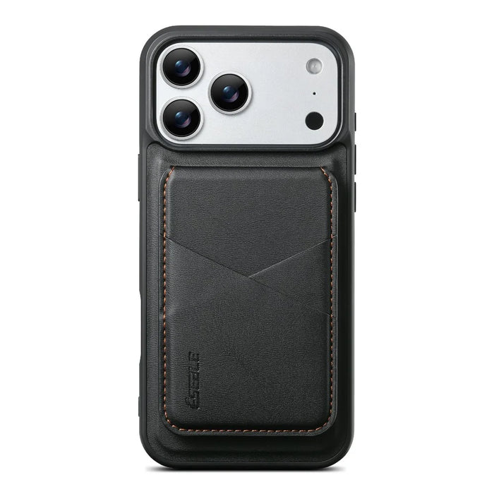 ESEBLE For iPhone 17 Pro Magnetic Case RFID Blocking TPU+PU Leather Phone Cover with Detachable Card Holder - Black - 5