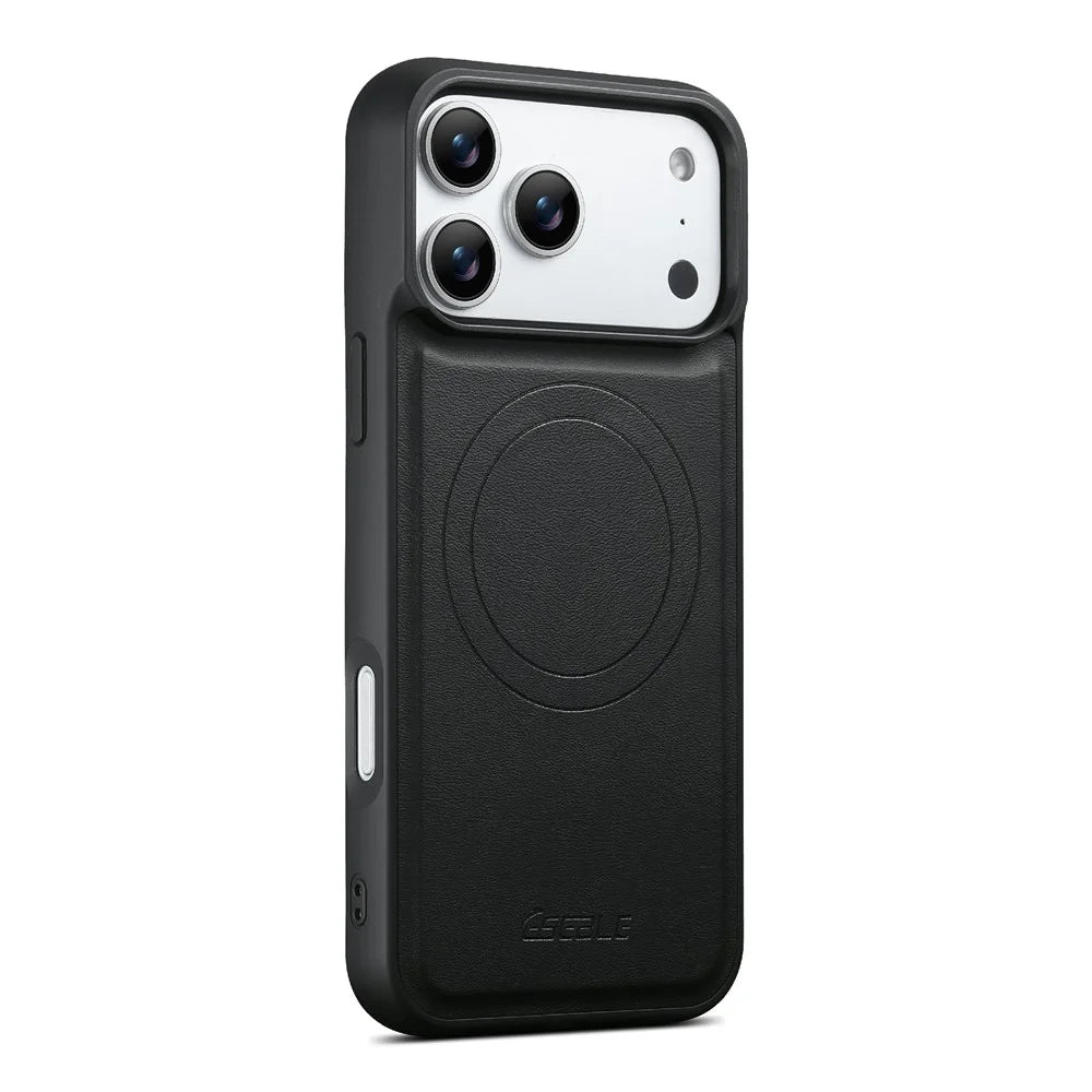 ESEBLE For iPhone 17 Pro Magnetic Case RFID Blocking TPU+PU Leather Phone Cover with Detachable Card Holder - Black - 6