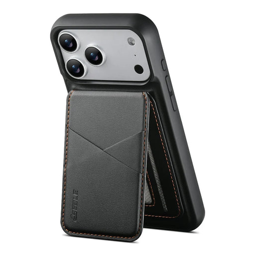 ESEBLE For iPhone 17 Pro Max Magnetic Case RFID Blocking TPU+PU Leather Phone Cover with Detachable Card Holder - Black - 2