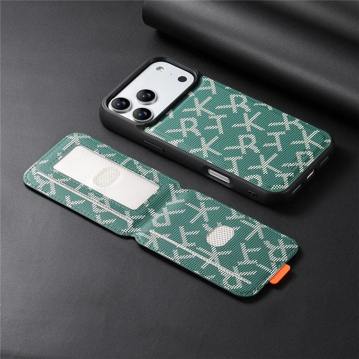 ESEBLE For iPhone 17 Pro Max Magnetic Case RFID Blocking Detachable Card Holder Stand Phone Cover Compatible With MagSafe - Green - 6