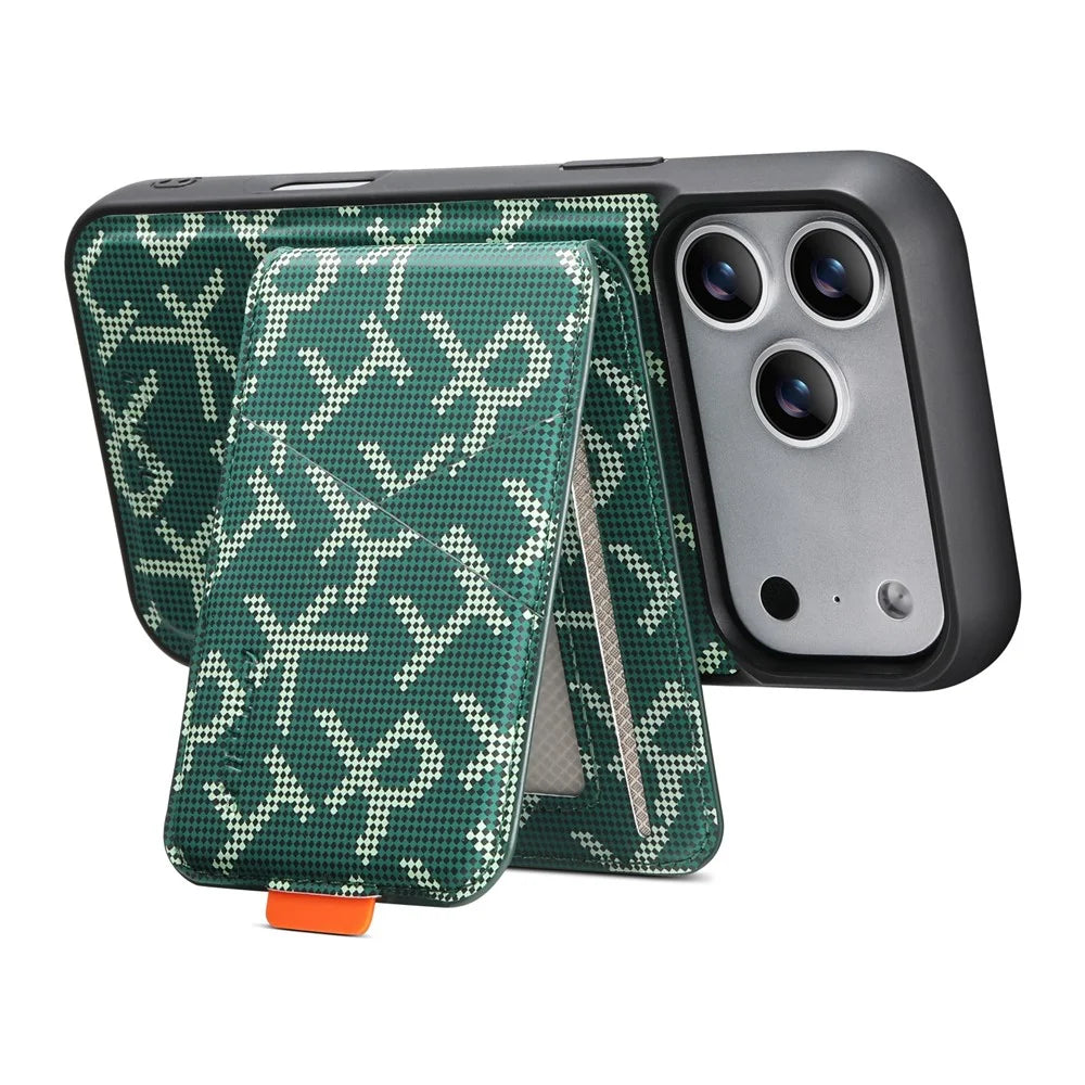 ESEBLE For iPhone 17 Pro Magnetic Case RFID Blocking Detachable Card Holder Stand Phone Cover Compatible With MagSafe - Green - 3