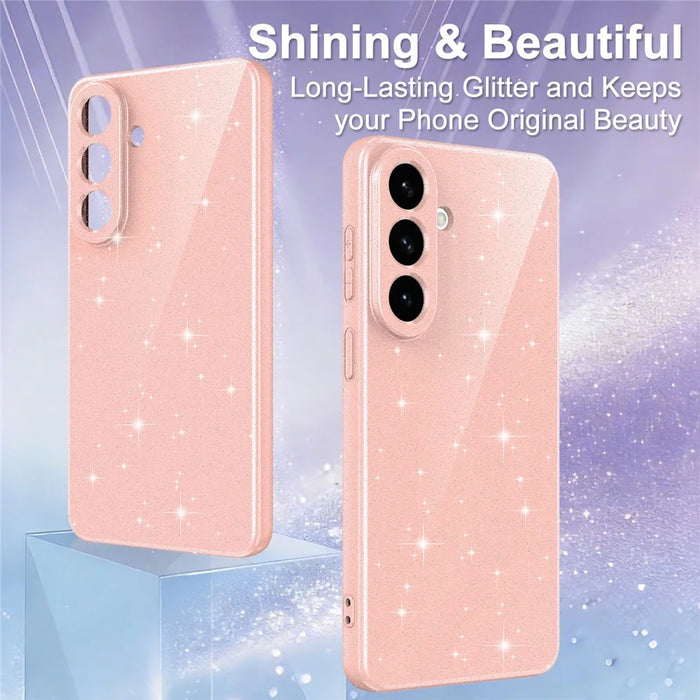 For Samsung Galaxy S26 Magnetic Case Glitter TPU Shockproof Phone Cover with Lanyard - Pink - 5