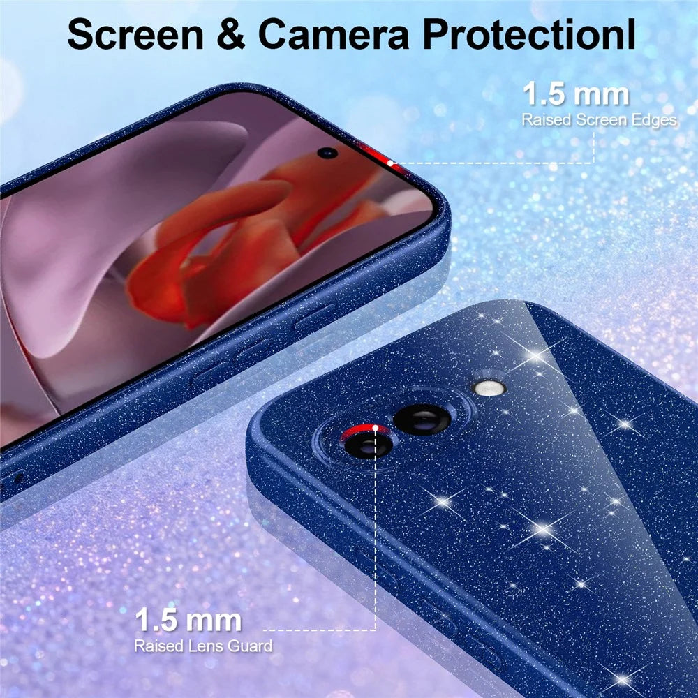 For Google Pixel 9a Magnetic Case Glitter TPU Shockproof Phone Cover with Lanyard - Pink - 3