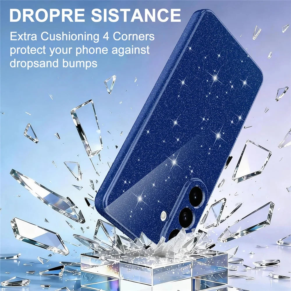 For Samsung Galaxy A26 5G Magnetic Case Glitter TPU Shockproof Phone Cover with Lanyard - Blue - 6