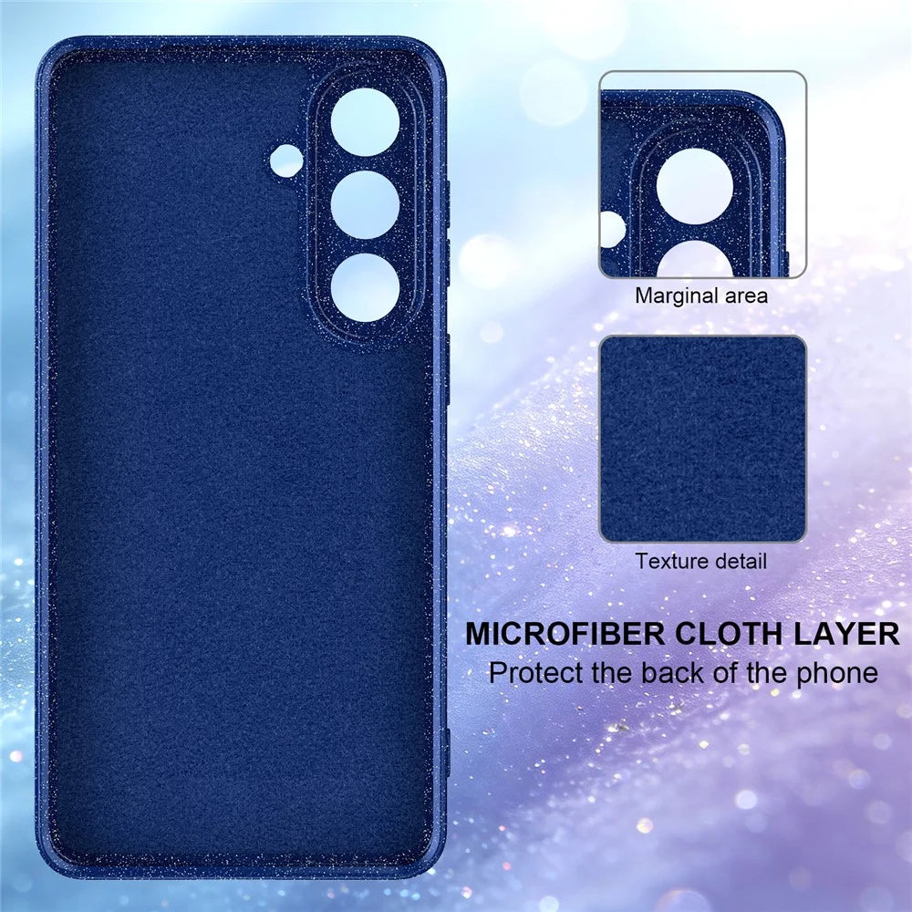 For Samsung Galaxy A57 5G Magnetic Case Glitter TPU Shockproof Phone Cover with Lanyard - Blue - 4