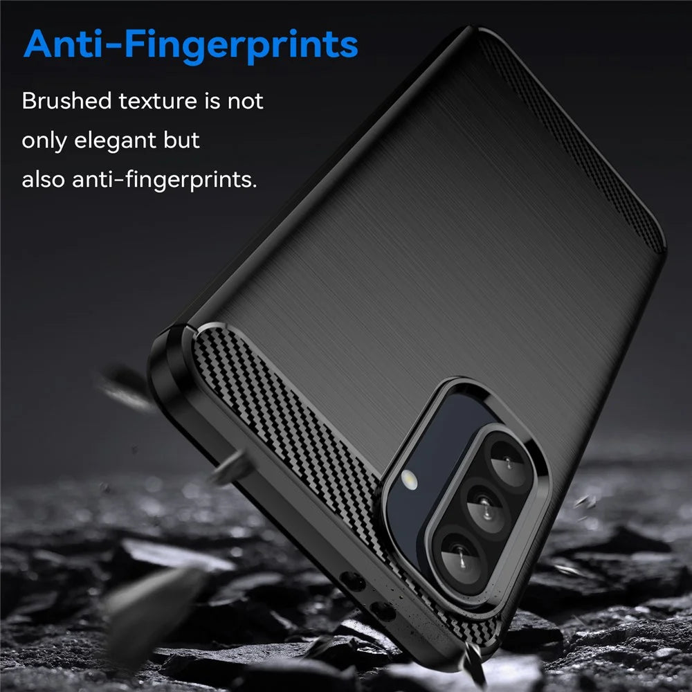 For Samsung Galaxy A37 5G TPU Case Carbon Fiber Texture Brushed Protective Phone Cover - Black - 4