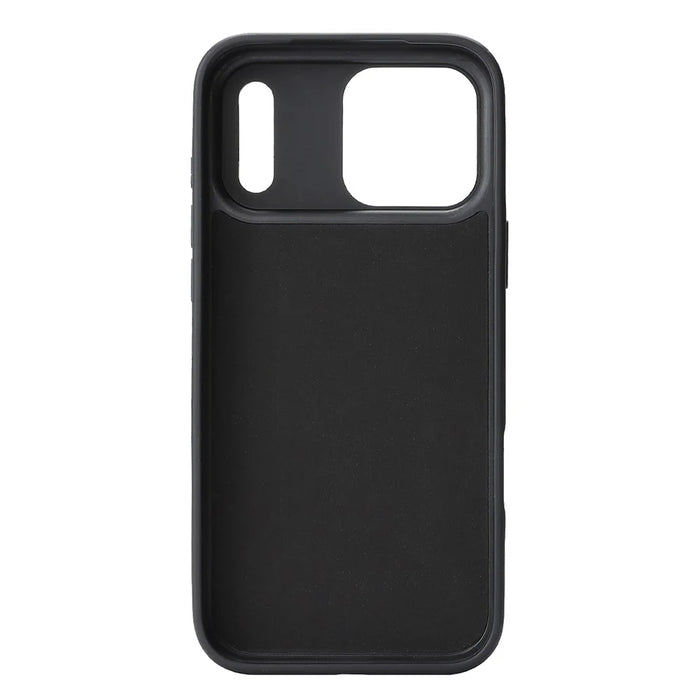 For iPhone 17 Pro Max Case Carbon Fiber Texture PU TPU Drop-proof Phone Back Cover with Non-Magnetic Metal Ring - Black - 4