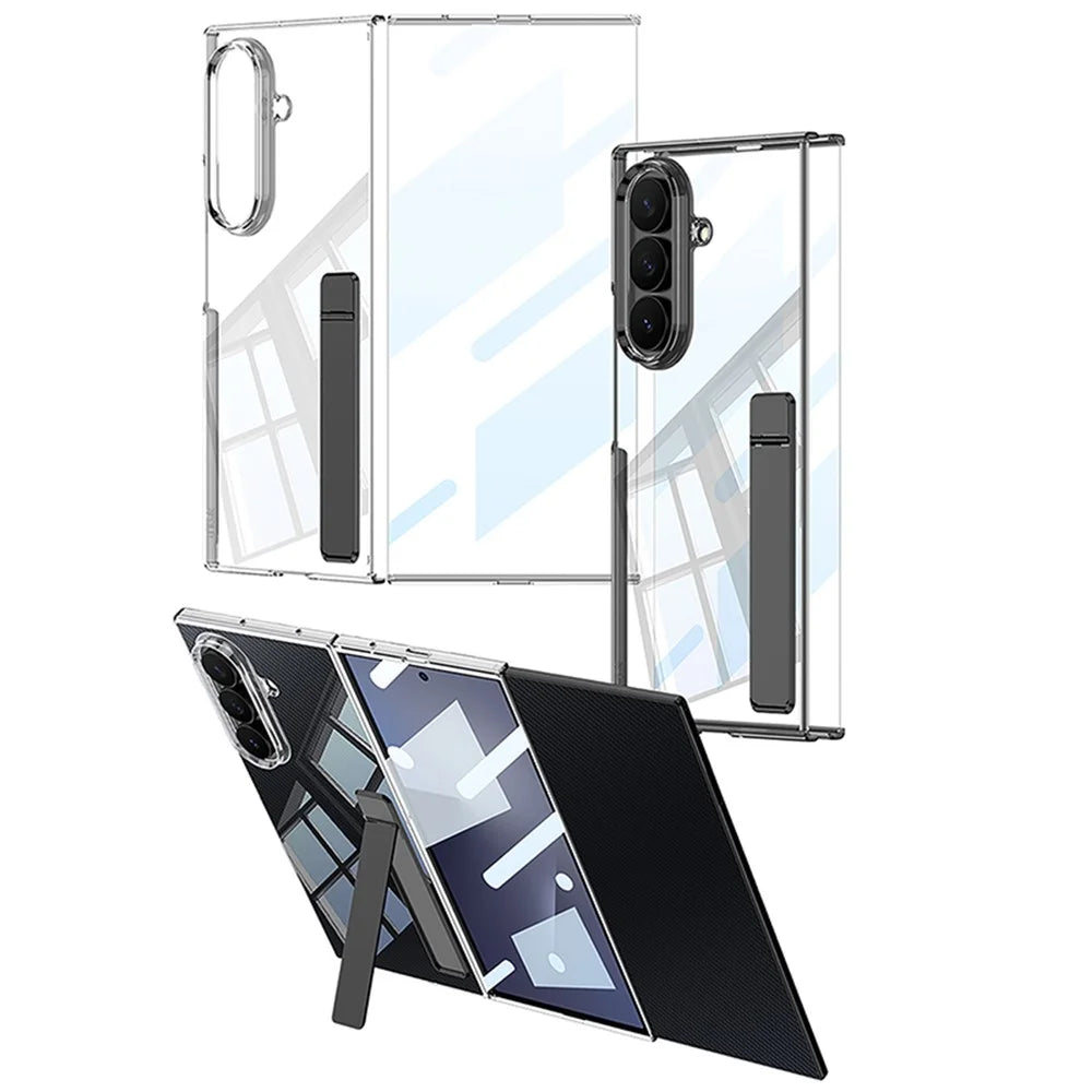 GKK For Samsung Galaxy Z TriFold 5G Case Kickstand Transparent PC Phone Cover with Tempered Glass Film - Transparent - 2