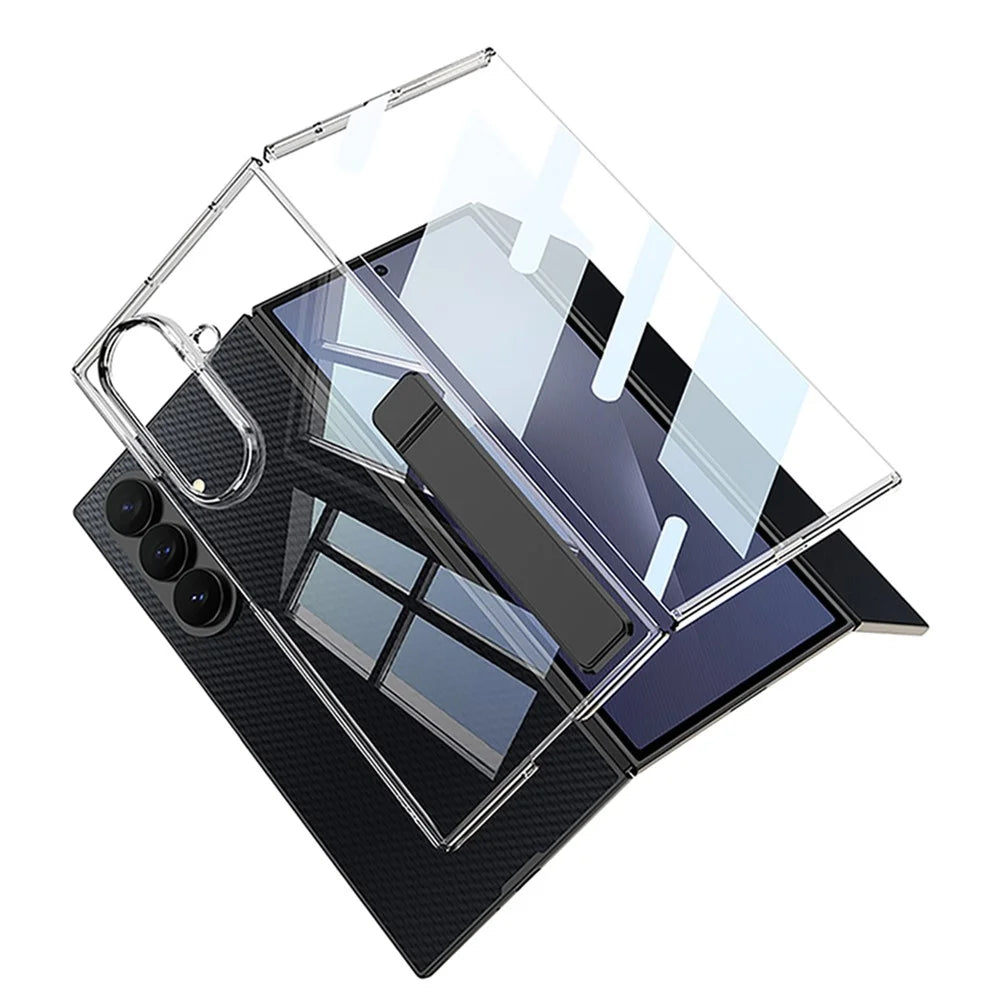 GKK For Samsung Galaxy Z TriFold 5G Case Kickstand Transparent PC Phone Cover with Tempered Glass Film - Transparent - 3