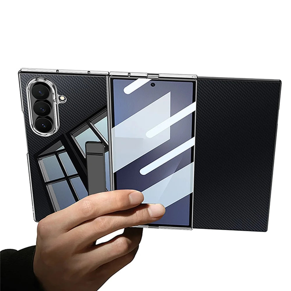 GKK For Samsung Galaxy Z TriFold 5G Case Kickstand Transparent PC Phone Cover with Tempered Glass Film - Transparent - 5