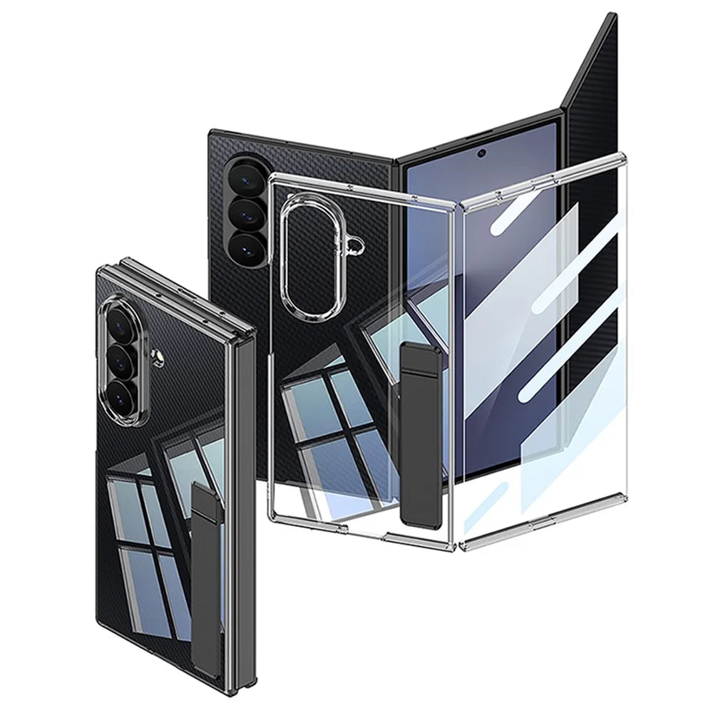 GKK For Samsung Galaxy Z TriFold 5G Case Kickstand Transparent PC Phone Cover with Tempered Glass Film - Transparent - 6