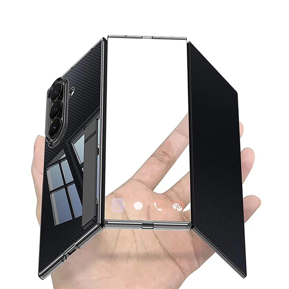 GKK For Samsung Galaxy Z TriFold 5G Case Kickstand Transparent PC Phone Cover with Tempered Glass Film - Transparent - 7