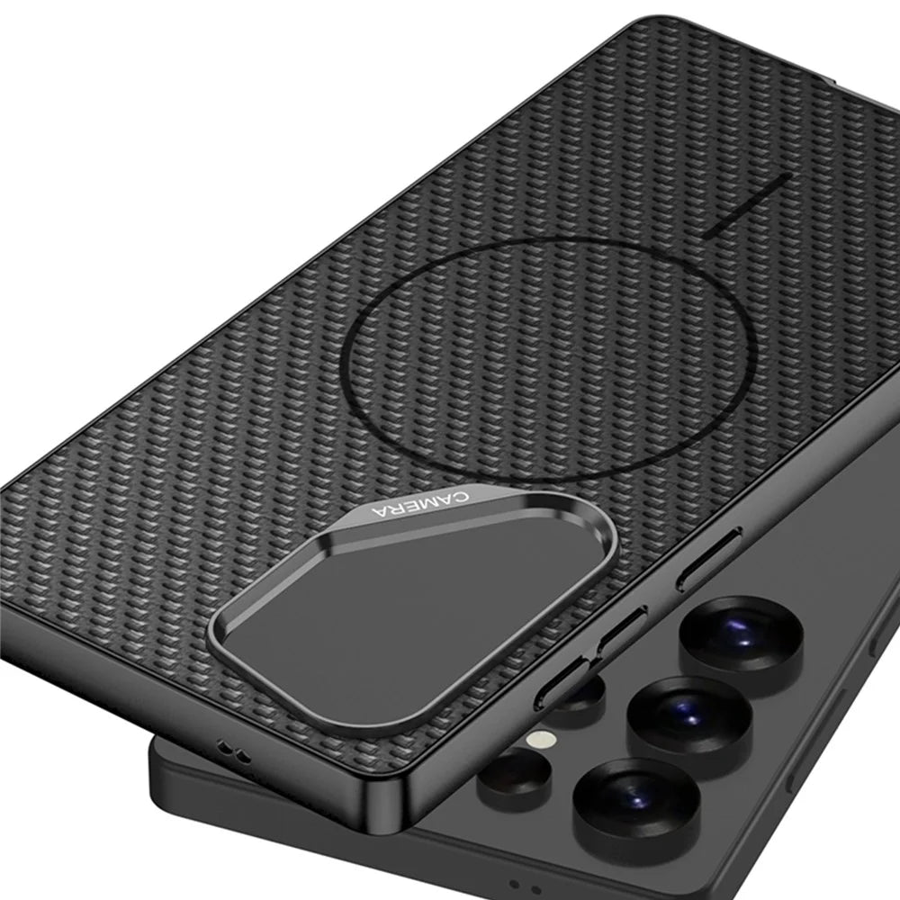 GKK For Samsung Galaxy S25 Ultra Magnetic Case Metal Frame Skin-feel PU Leather Shockproof Phone Cover with Large Cutouts - Black - 5
