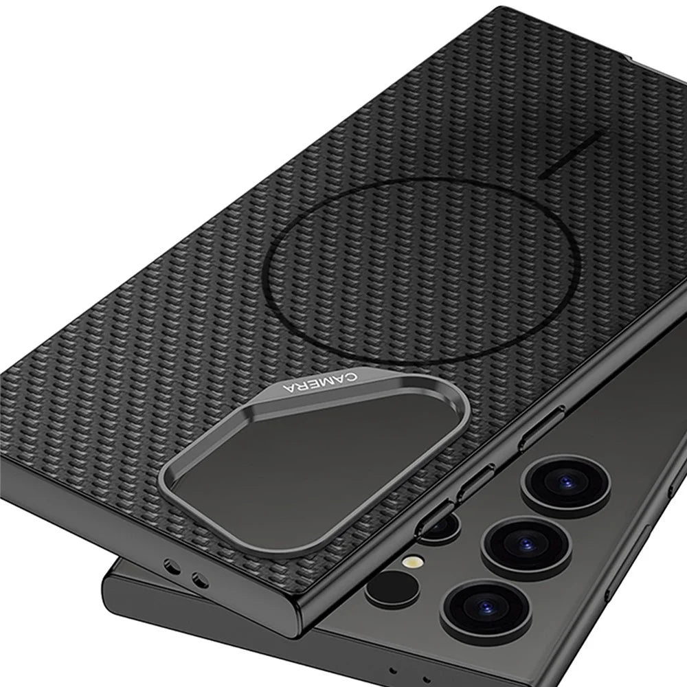 GKK For Samsung Galaxy S24 Ultra Magnetic Case Metal Frame Skin-feel PU Leather Shockproof Phone Cover with Large Cutouts - Black - 5