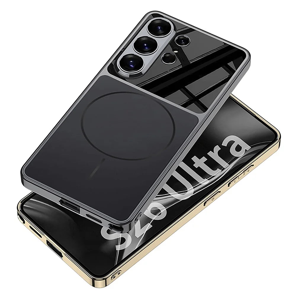 GKK For Samsung Galaxy S26 Ultra Magnetic Case Matte Electroplated Frame Phone Cover - Carbon Fiber Texture - 3