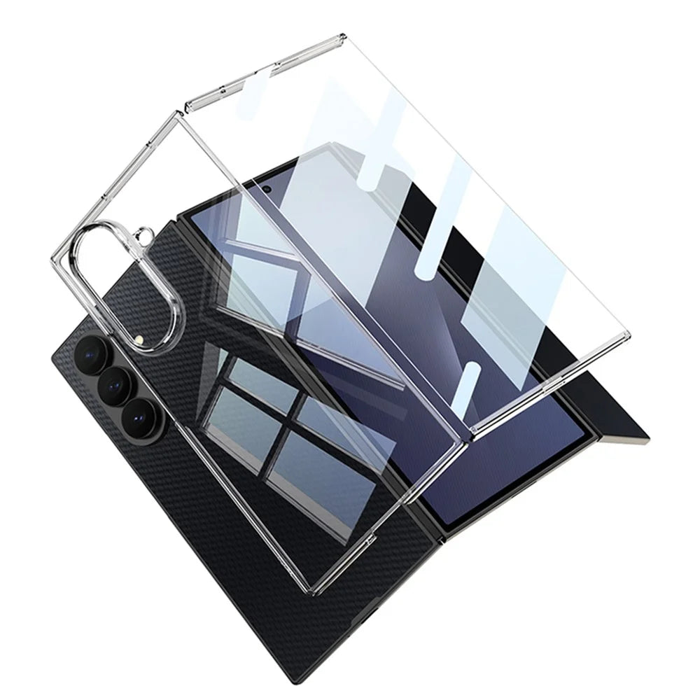 GKK For Samsung Galaxy Z TriFold 5G Case Transparent PC Phone Cover with Tempered Glass Film - Transparent - 5