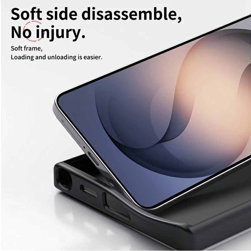For Samsung Galaxy S26 Magnetic Case PC + TPU Phone Cover Ring Holder Carbon Fiber Texture - Silver - 6