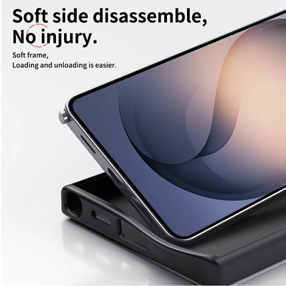 For Samsung Galaxy S26 Ultra Magnetic Case PC + TPU Phone Cover Ring Holder Carbon Fiber Texture  - Silver - 6
