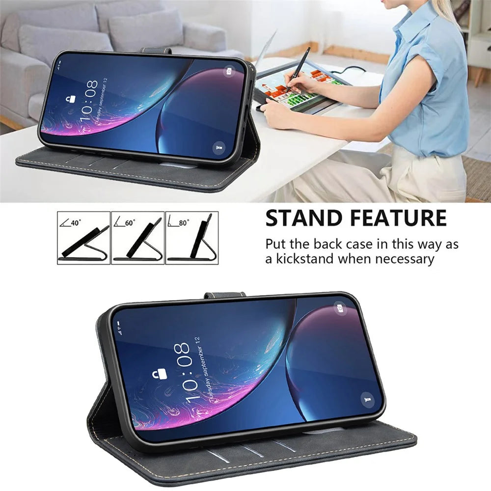 BINFEN COLOR BF37 for Samsung Galaxy S26 Ultra Case RFID Blocking Wallet Stand Leather Phone Cover - Black - 4