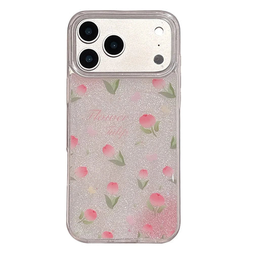 For iPhone 17 Pro TPU Case 2.5mm Glitter Epoxy Flower Pattern  Phone Back Cover - Tulip - 1