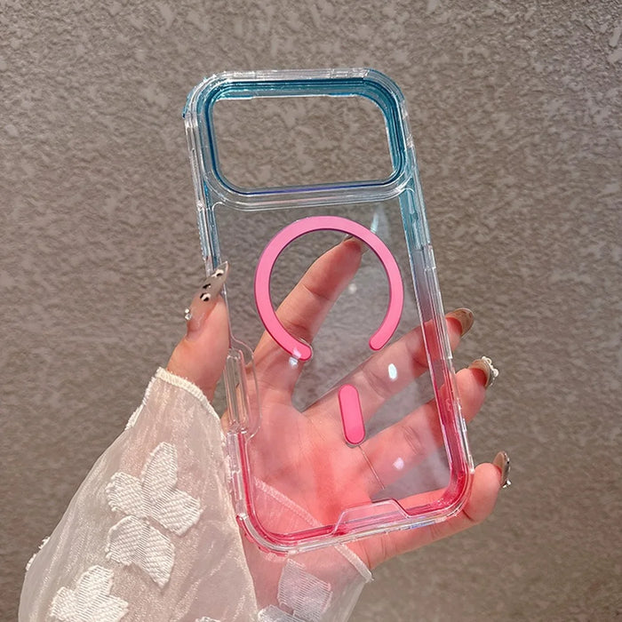 For iPhone 17 Pro Max Case Compatible with MagSafe Gradient Color TPU + PC Clear Phone Back Cover - Baby Blue / Pink - 2