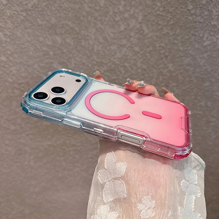 For iPhone 17 Pro Max Case Compatible with MagSafe Gradient Color TPU + PC Clear Phone Back Cover - Baby Blue / Pink - 5