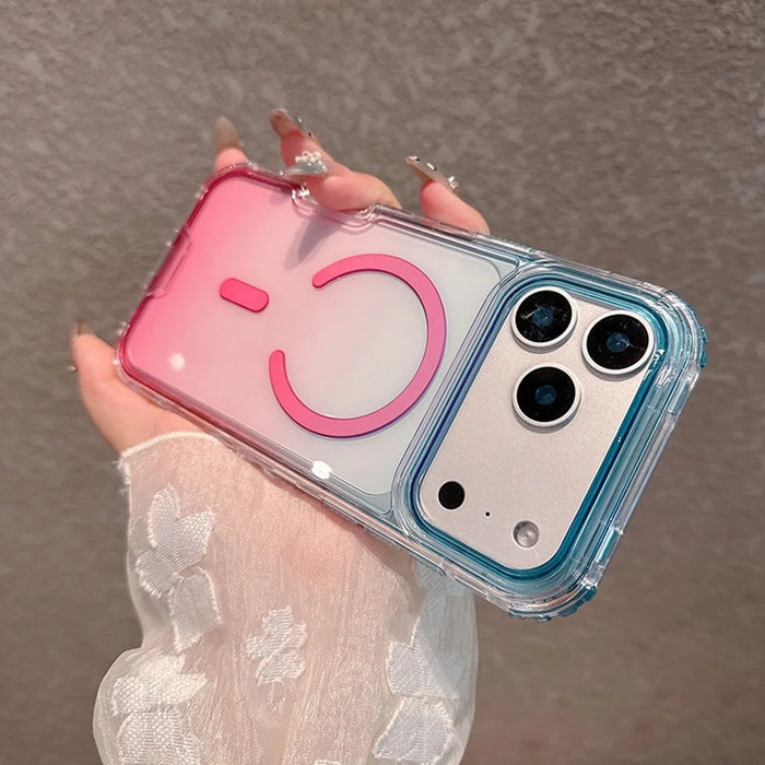 For iPhone 17 Pro Max Case Compatible with MagSafe Gradient Color TPU + PC Clear Phone Back Cover - Baby Blue / Pink - 6