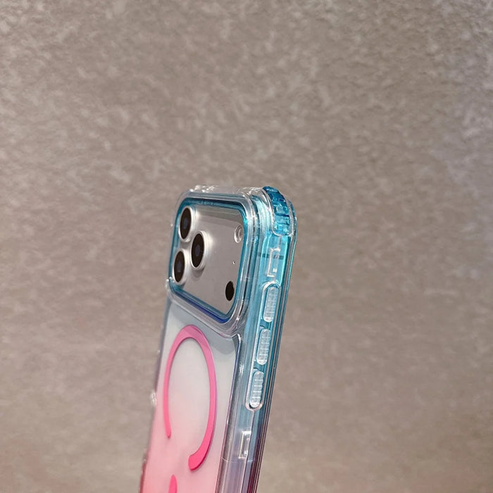 For iPhone 17 Pro Max Case Compatible with MagSafe Gradient Color TPU + PC Clear Phone Back Cover - Baby Blue / Pink - 7