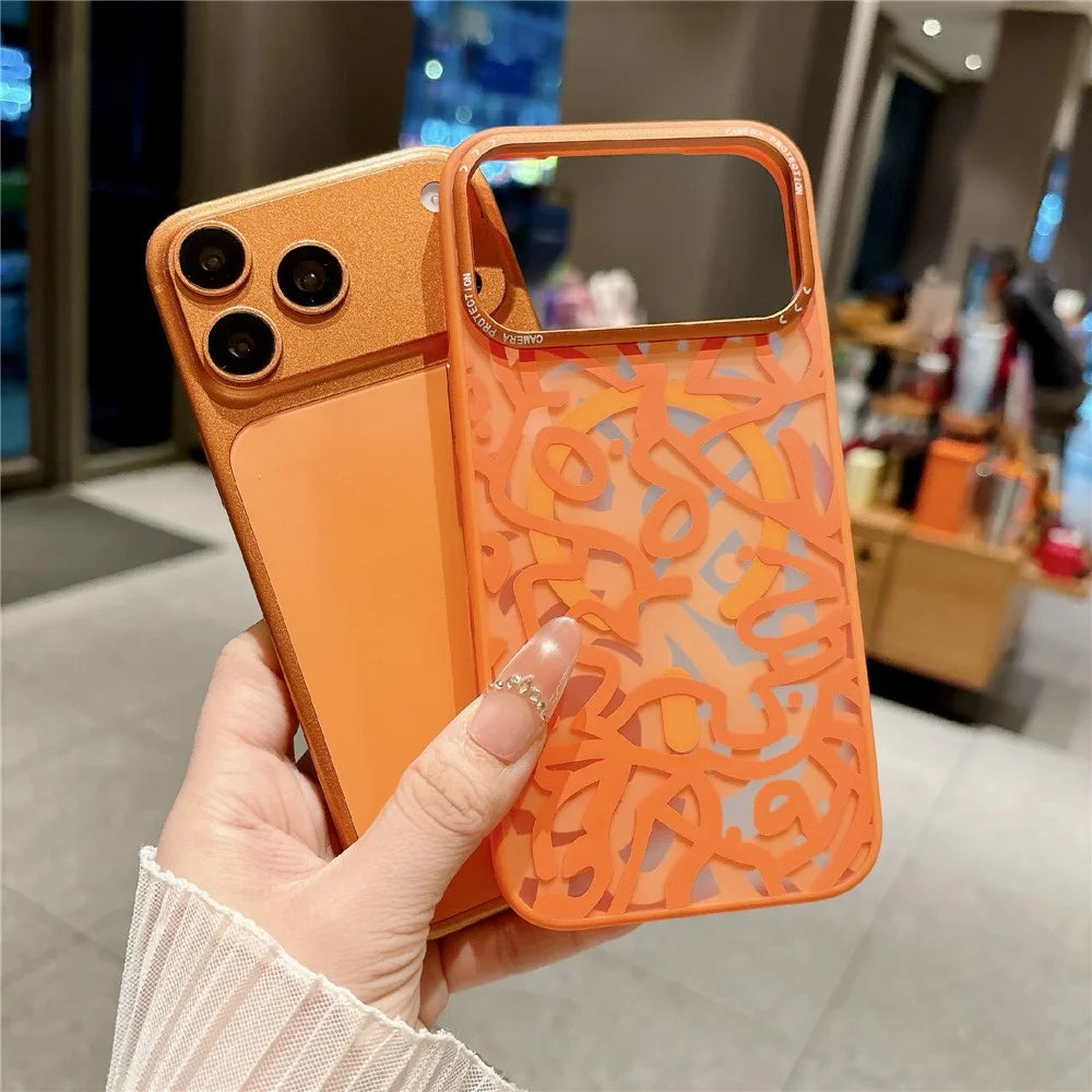 For iPhone 17 Pro Max Magnetic Case Compatible with MagSafe TPU PC Graffiti Phone Cover - Orange - 5