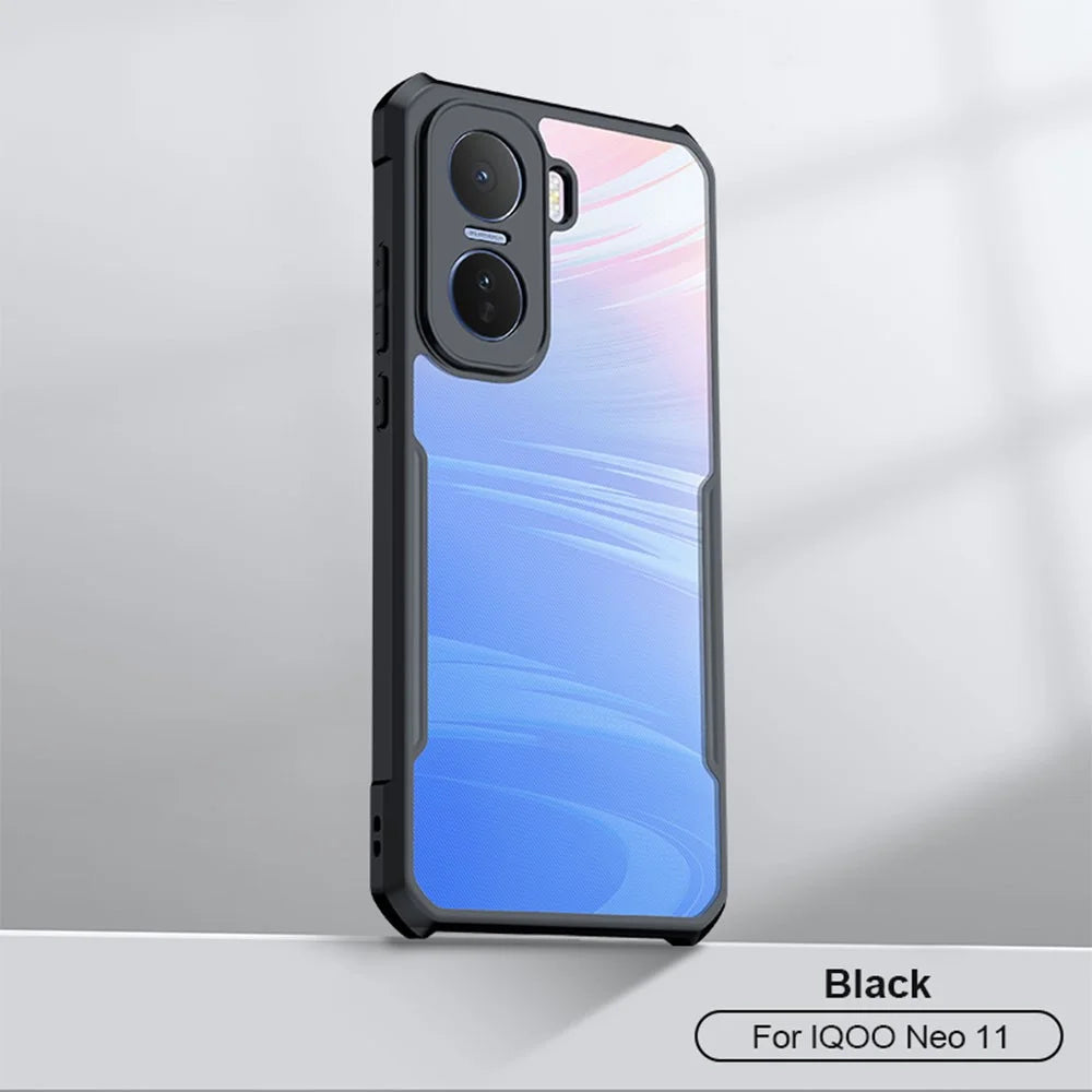XUNDD For vivo iQOO Neo11 5G Case Dropproof TPU + Acrylic Clear Back Phone Cover - Black - 5