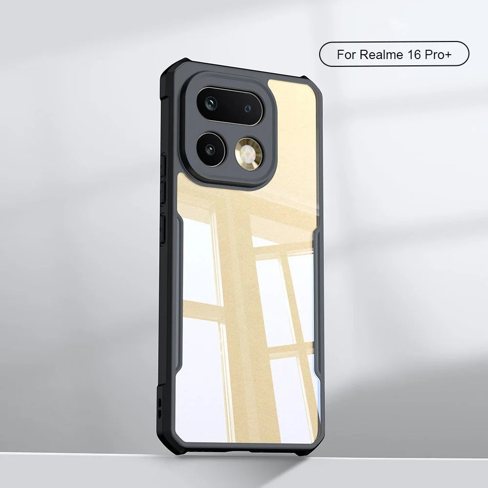 XUNDD For Realme 16 Pro+ 5G Case Dropproof TPU + Acrylic Clear Back Phone Cover - Black - 4