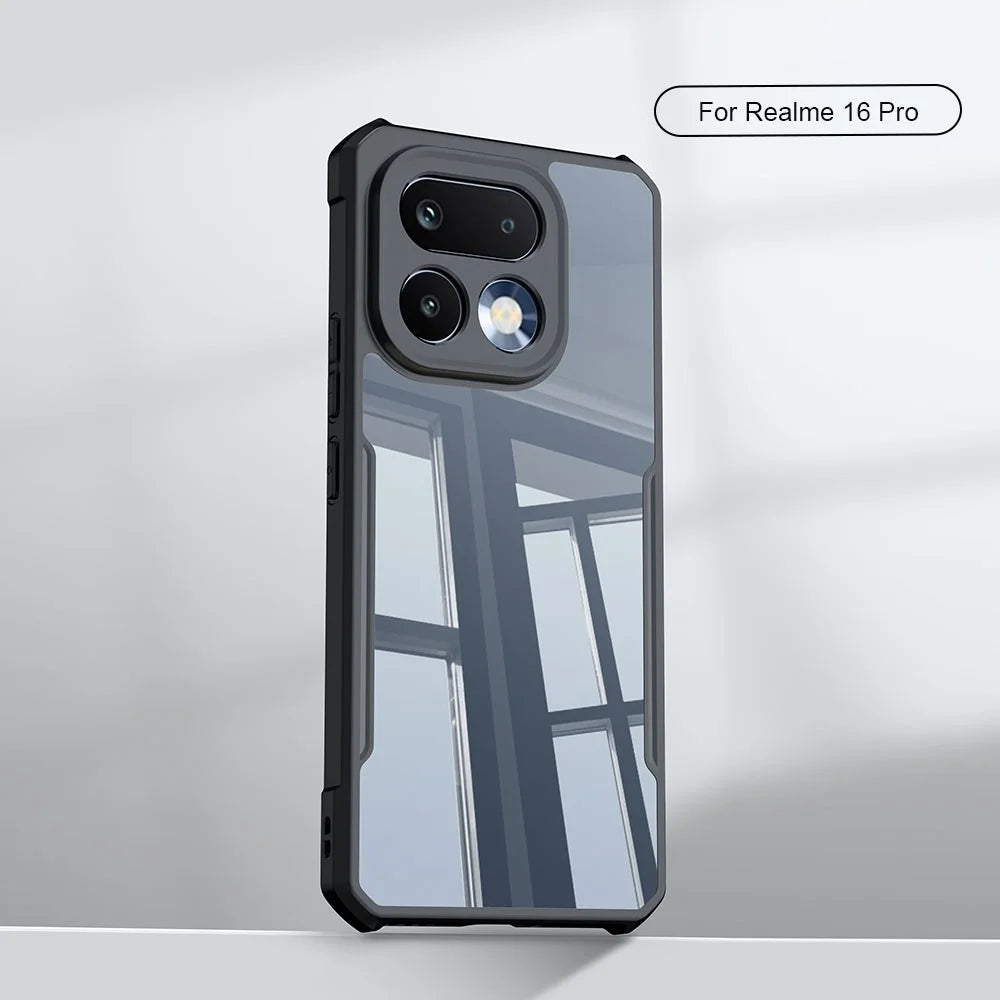 XUNDD For Realme 16 Pro 5G Case Dropproof TPU + Acrylic Clear Back Phone Cover - Black - 3