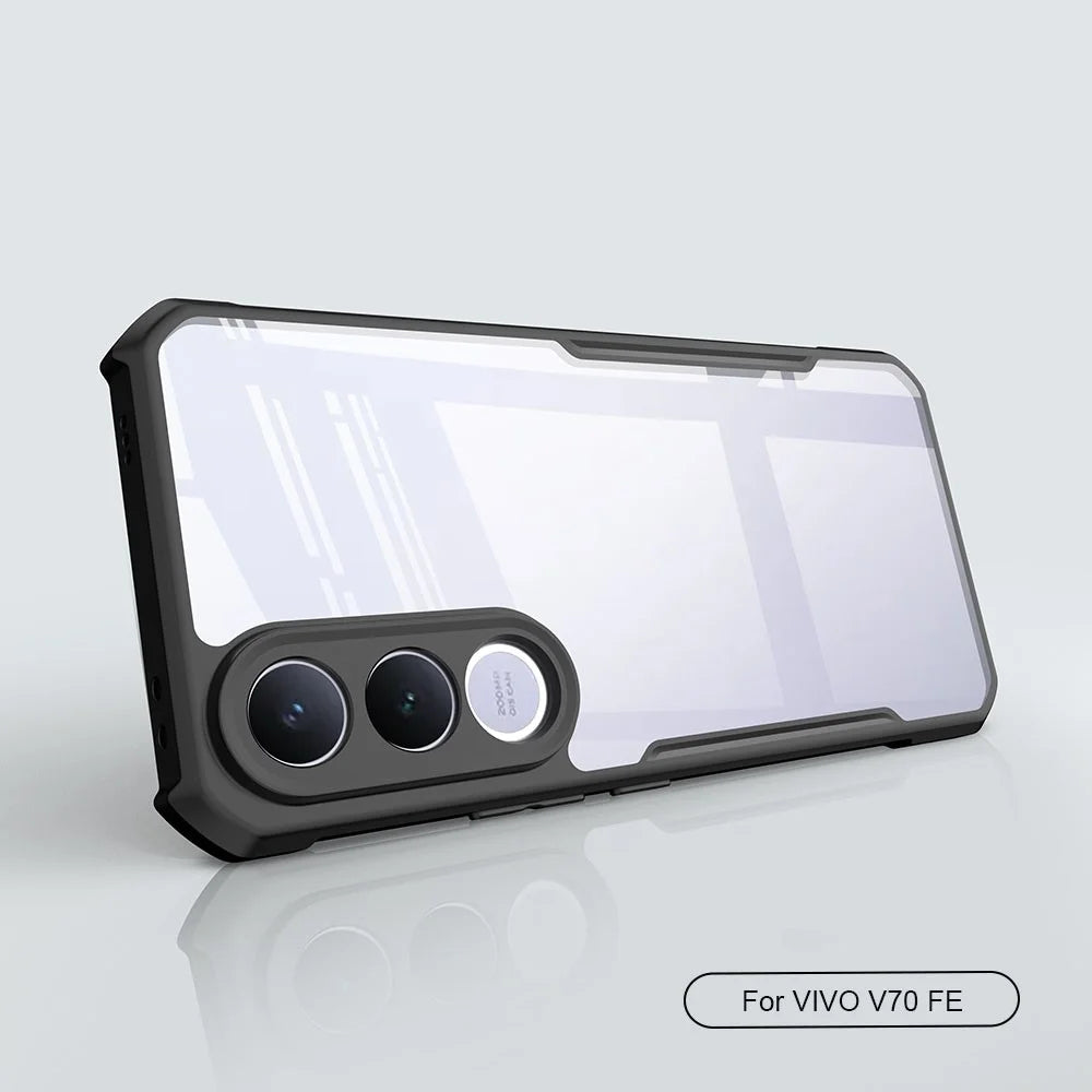 XUNDD For vivo V70 FE 5G Case Dropproof TPU + Acrylic Clear Back Phone Cover - Black - 2