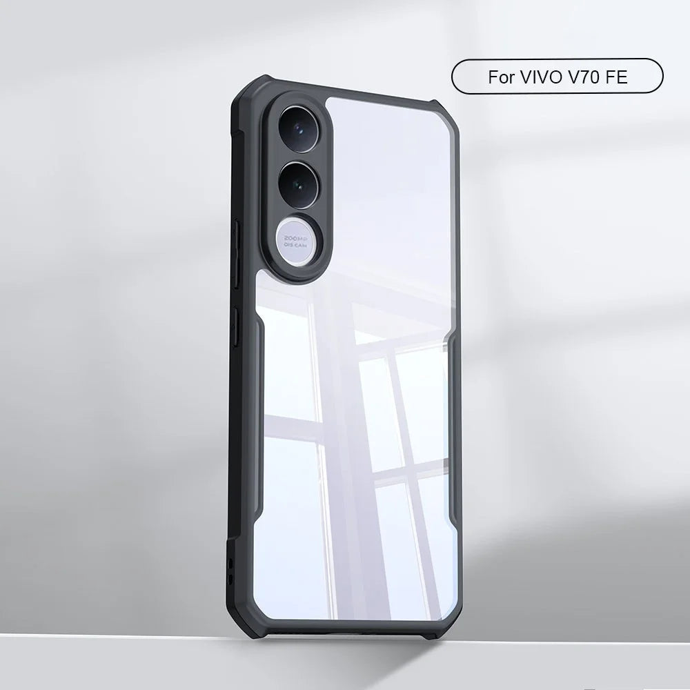 XUNDD For vivo V70 FE 5G Case Dropproof TPU + Acrylic Clear Back Phone Cover - Black - 4