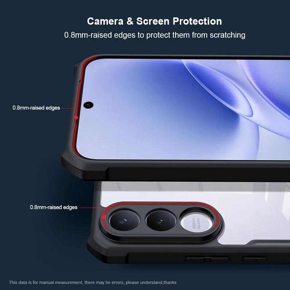 XUNDD For vivo V70 FE 5G Case Dropproof TPU + Acrylic Clear Back Phone Cover - Black - 6