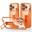 SULADA For iPhone 17 Pro Case Ultra Thin Electroplated PC Phone Cover with Wristband Kickstand and Lens Film - Orange - 1