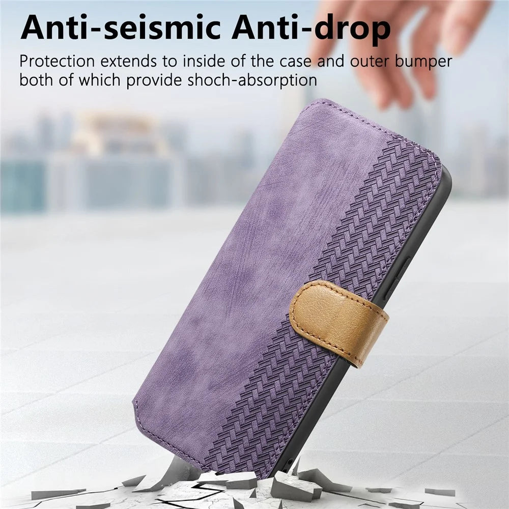 For Samsung Galaxy A08 5G / A08 4G / A07 4G Case Wallet Retro Leather Phone Cover with Wristband Kickstand - Purple - 5