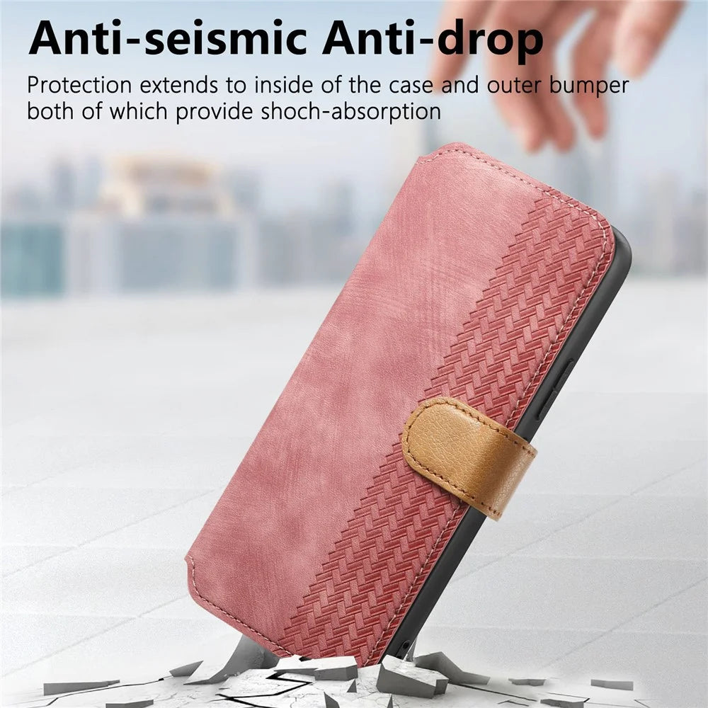 For Samsung Galaxy S25 Ultra Case Wallet Retro Leather Phone Cover with Wristband Kickstand - Pink - 5